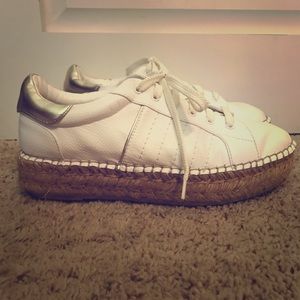 White and gold espadrilles